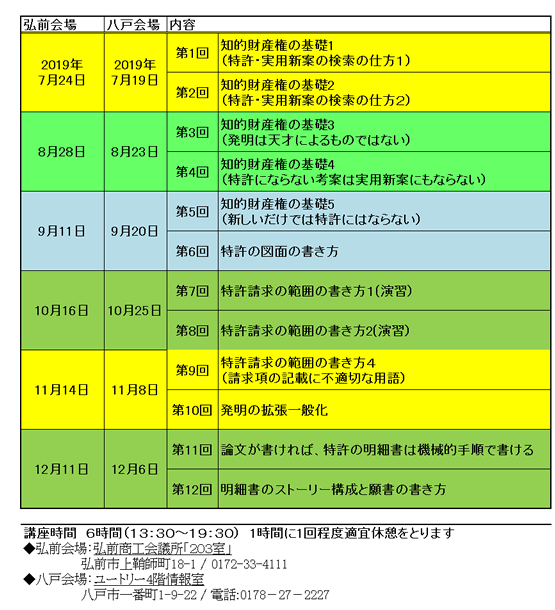 講座スケジュール